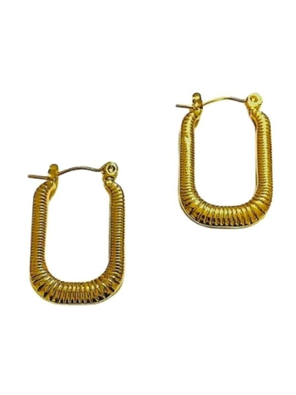 Elegant Gold-Plated Stainless Steel Hoop Earrings #11